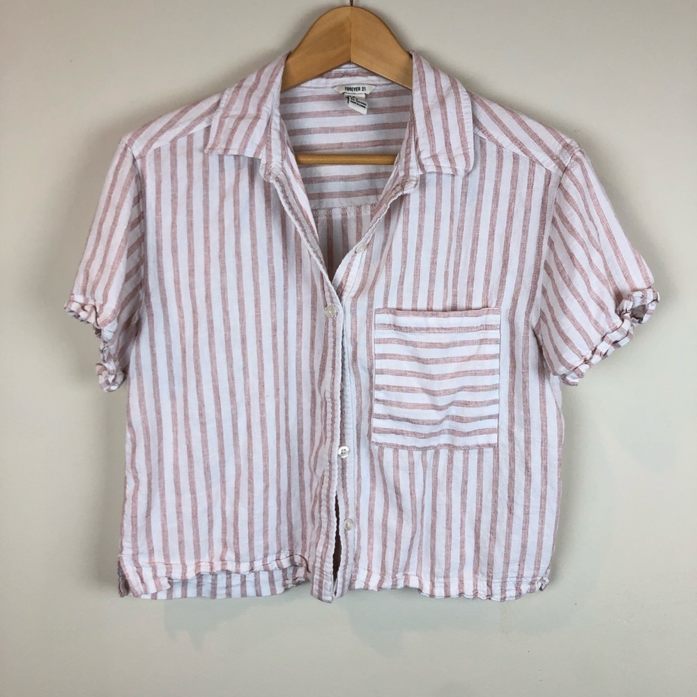 Forever 21 Cropped Button Up Top